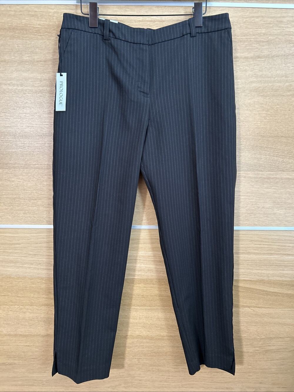 NEW Prologue Trouser Mid Rise Stretch Pin Stripe Women's Sz 12 Classic Office